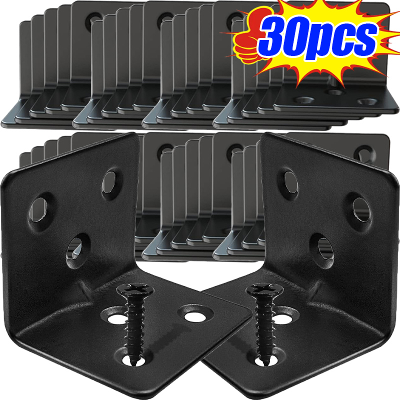 Furniture Hardware Connectors - 10/30pcs Black L-shaped Right Angle Corner
