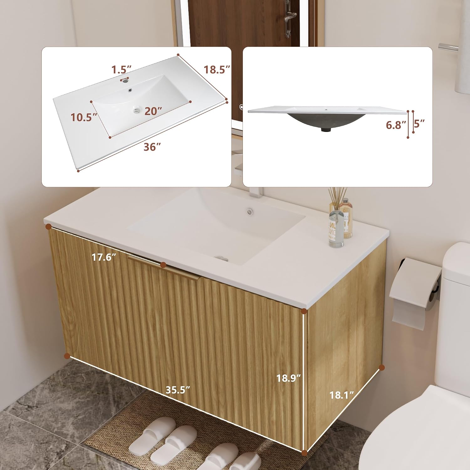 Modern Floating Bathroom Vanit - đánh giá và giá Soft Close Hinge