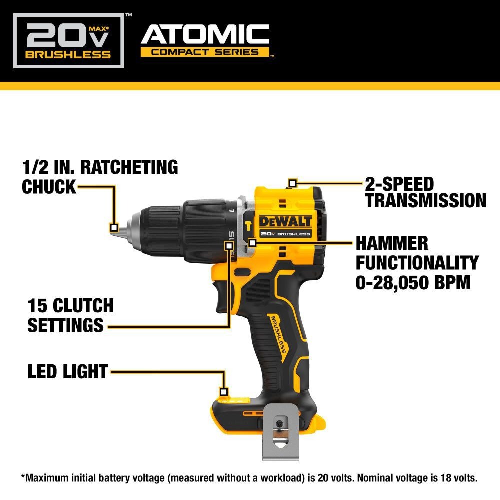 DEWALT DCD799 ATOMIC 20V MAX*  - đánh giá và giá Dewalt Drill Atomic 20V