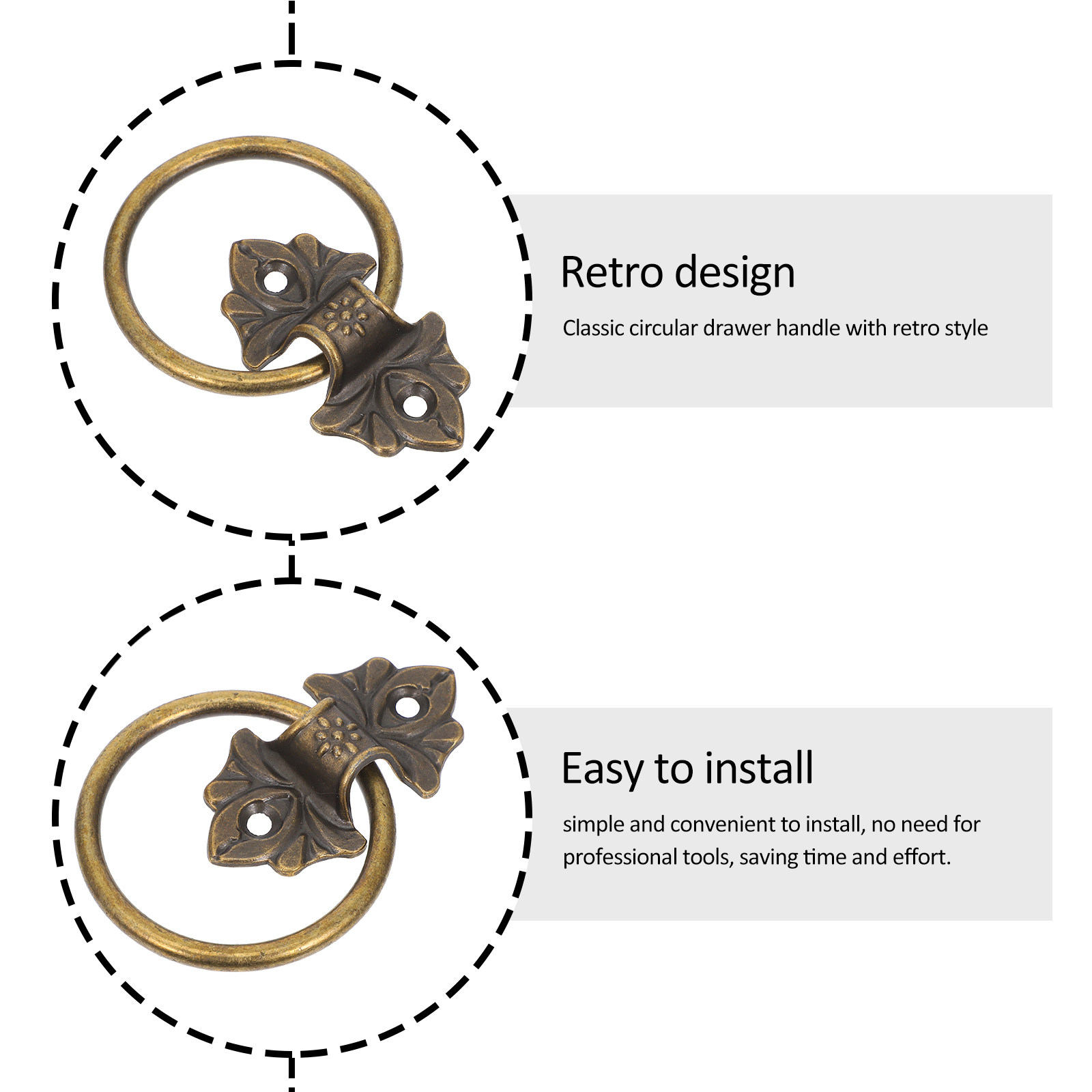 2Pcs Vintage Circle Ring Drawe - đánh giá và giá Vintage Furniture Hardware Replacement
